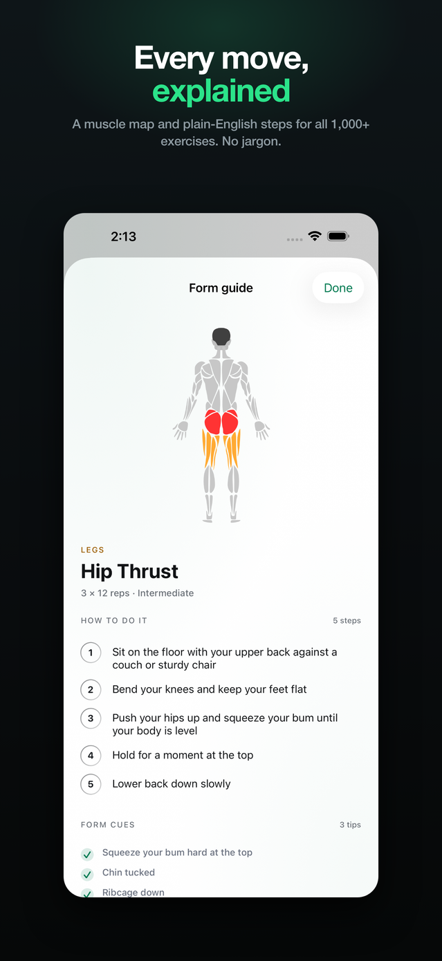 Every move explained: an anatomical muscle map and step-by-step instructions